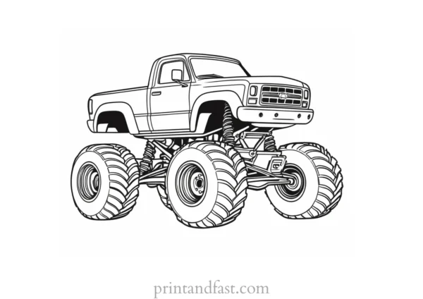 monster truck coloring page easy