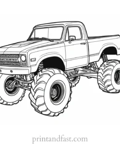 monster truck coloring page outline