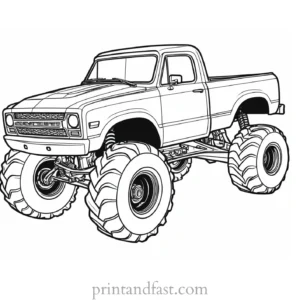 monster truck coloring page outline