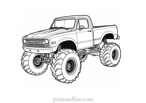 monster truck coloring page outline