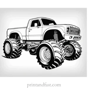 monster truck coloring page print out