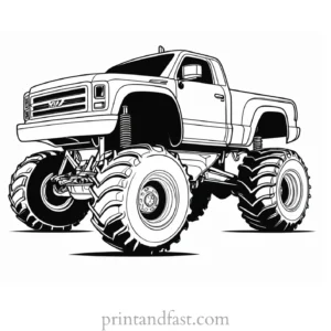 monster truck coloring page ready for use