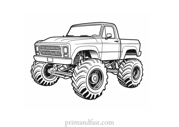 monster truck coloring page simple