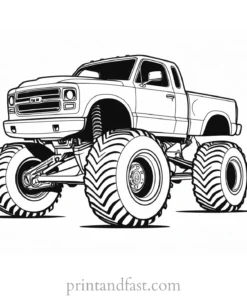 monster truck coloring page template