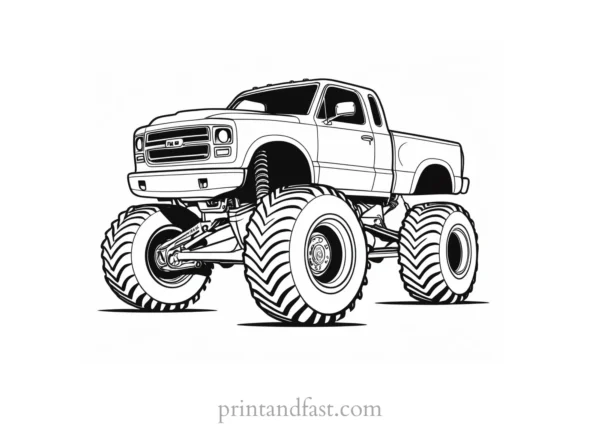 monster truck coloring page template