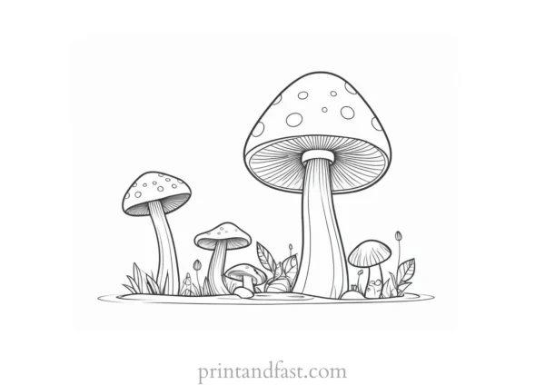 mushroom coloring page cartoon