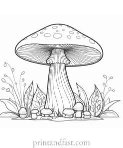 mushroom coloring page cute