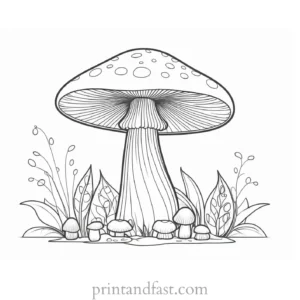 mushroom coloring page cute