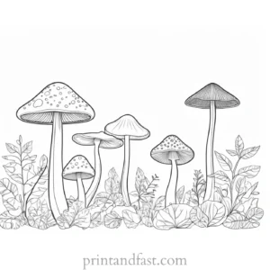 mushroom coloring page detailed