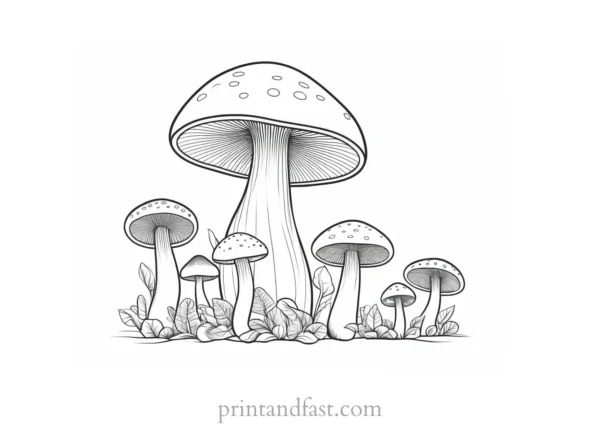 mushroom coloring page for adults