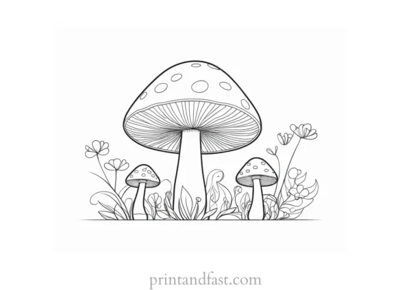 mushroom coloring page for kids