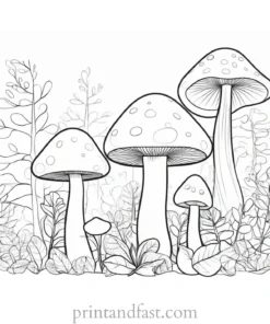 mushroom coloring page forest