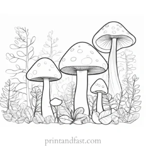 mushroom coloring page forest