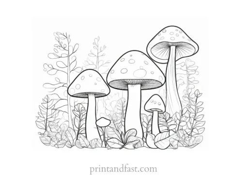 mushroom coloring page forest