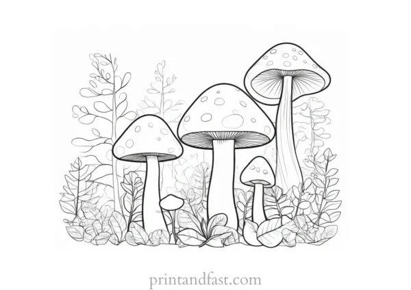 mushroom coloring page forest