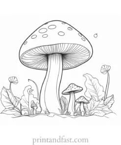 mushroom coloring page with fairy