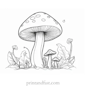 mushroom coloring page with fairy