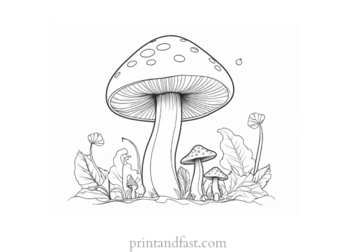 mushroom coloring page with fairy