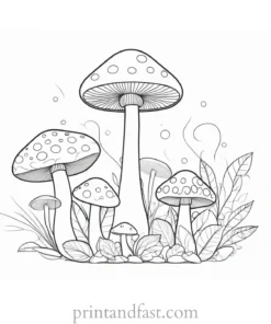 mushroom coloring page with patterns