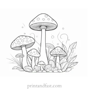 mushroom coloring page with patterns