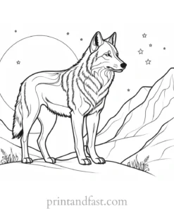 nighttime wolf coloring page