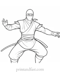 ninja coloring page action