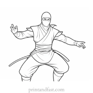 ninja coloring page action