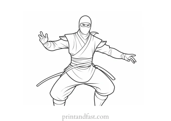 ninja coloring page action