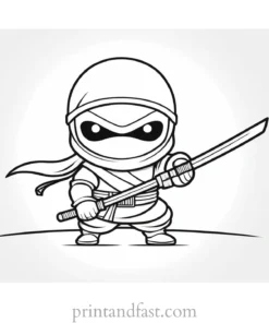 ninja coloring page black and white