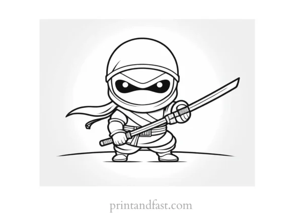 ninja coloring page black and white