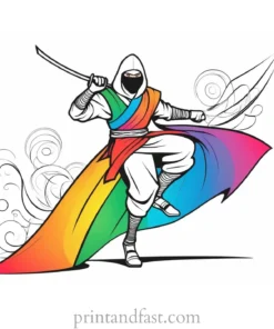 ninja coloring page detailed