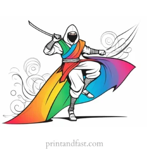 ninja coloring page detailed