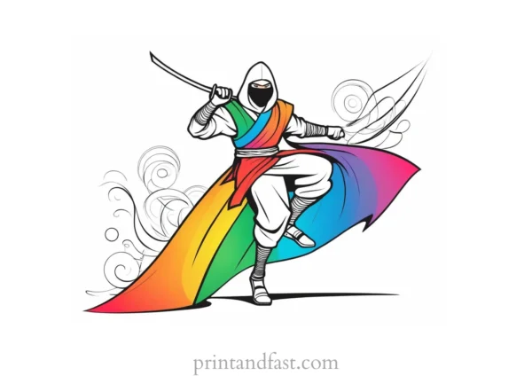 ninja coloring page detailed