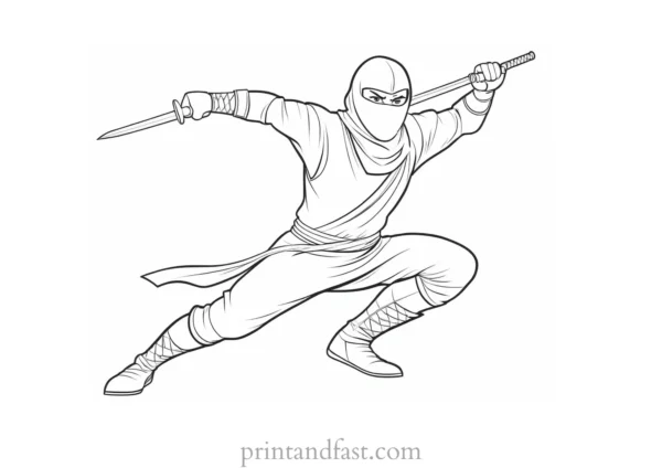 ninja coloring page realistic