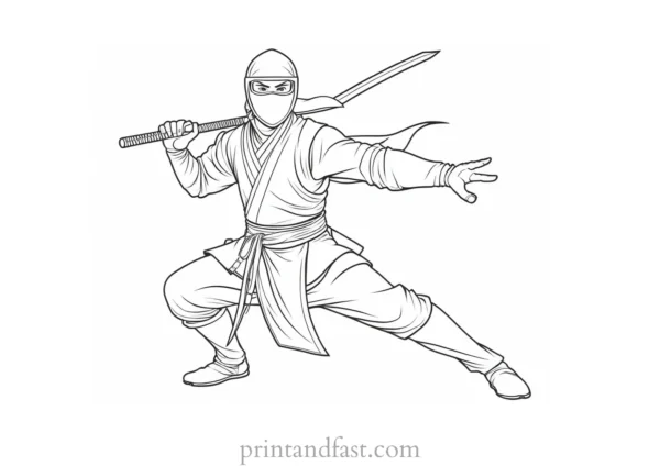 ninja coloring page warrior