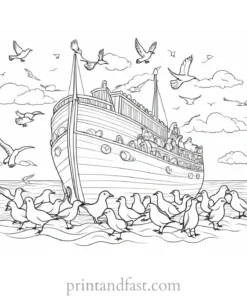 noahs ark coloring with birds