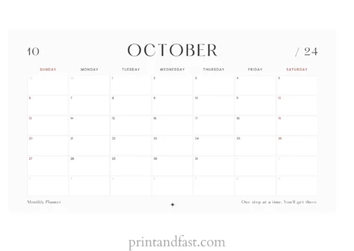 october 2024 calendar printable