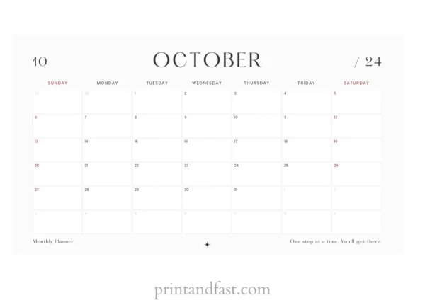 october 2024 calendar printable