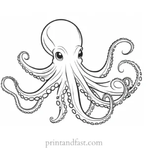 octopus coloring page cartoon