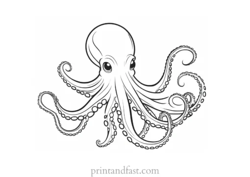 octopus coloring page cartoon