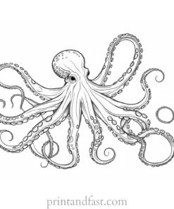 octopus coloring page realistic