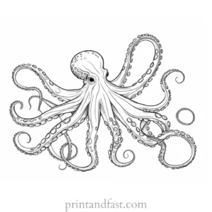 octopus coloring page realistic