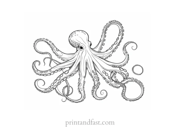 octopus coloring page realistic