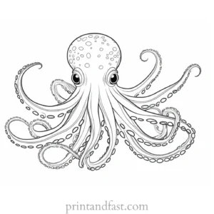 octopus coloring page underwater