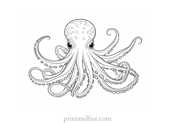 octopus coloring page underwater