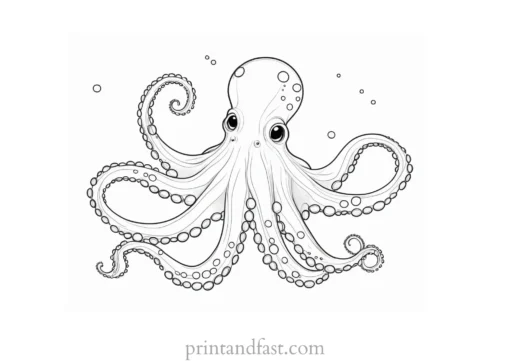 octopus coloring page with bubbles