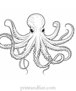 octopus coloring page with ocean