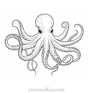 octopus coloring page with ocean