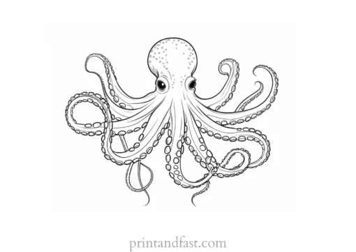 octopus coloring page with ocean