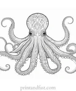 octopus coloring page with patterns